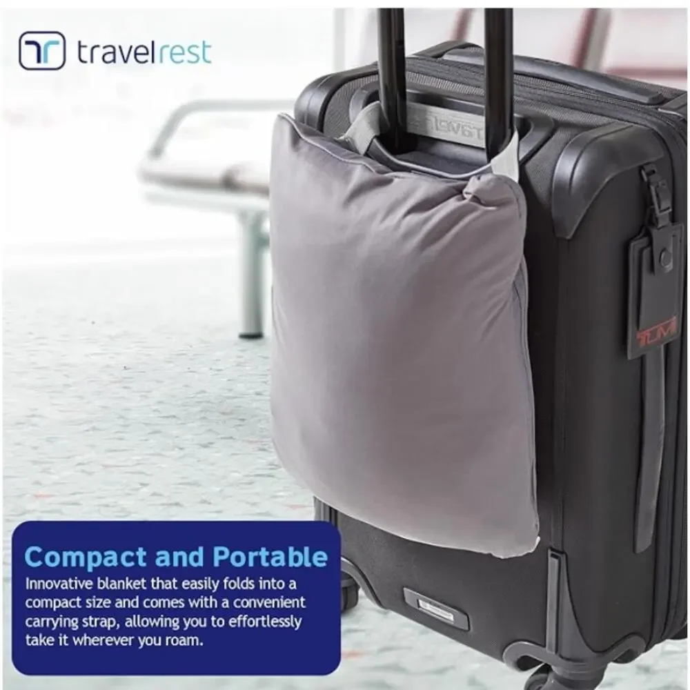 4-in-1 Travel Blanket, Lightweight Wearable Blanket, Pillow & Body Wrap- Gray